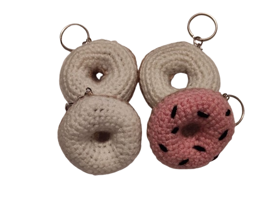 Porte-clé en forme de donut en crochet